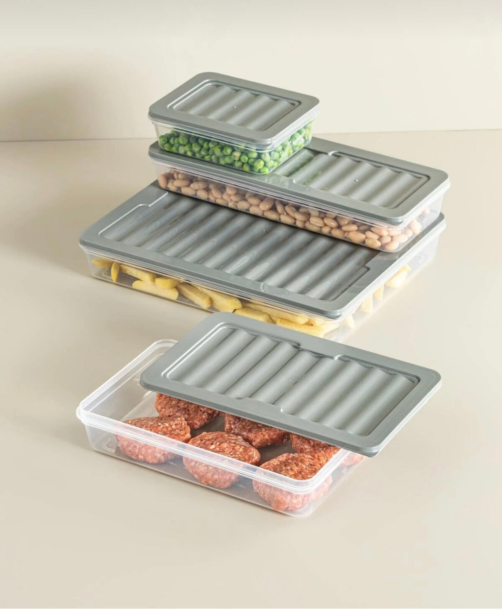 18’li Buzdolabı Organizer Mikrodalga ve Difrize Uygun Saklama Kabı Antrasit 2x2400 ml 4x 1170 ml 4x1200 ml 8x600 ml